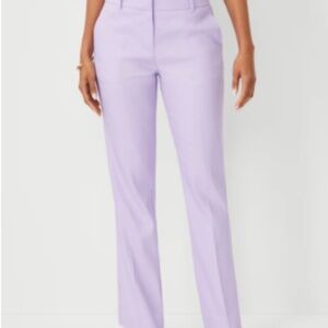 Ann Taylor The Sophia Straight Pant in Linen Twill - Curvy Fit in Lavender Latte